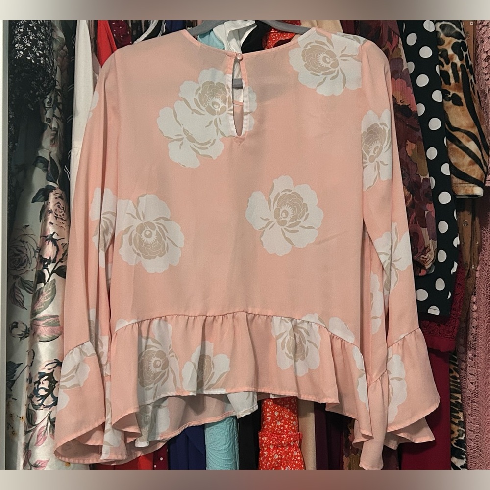 a.n.a Pink Floral Long Sleeve Blouse - Picture 5 of 6